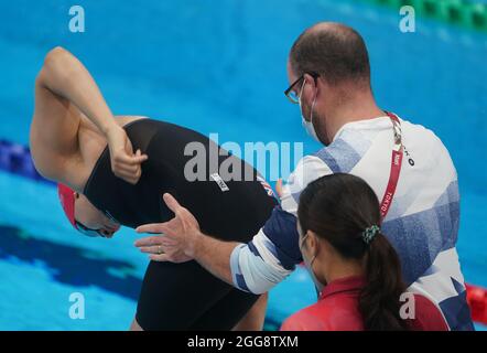 Tokio, Japan. 30th Aug, 2021. Paralympics: Para swimming, women, 50m butterfly, at Tokyo Aquatics Centre. Grace Harvey (Great Britain). Credit: Marcus Brandt/dpa/Alamy Live News Stock Photo