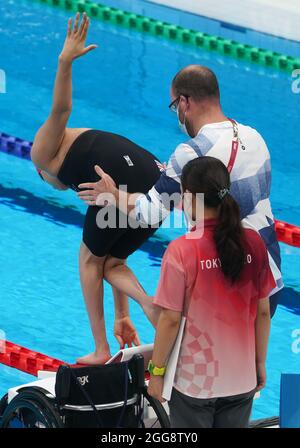 Tokio, Japan. 30th Aug, 2021. Paralympics: Para swimming, women, 50m butterfly, at Tokyo Aquatics Centre. Grace Harvey (Great Britain). Credit: Marcus Brandt/dpa/Alamy Live News Stock Photo