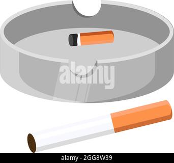 Cigarette in ashtray, illustration, vector on white background. Stock Vector