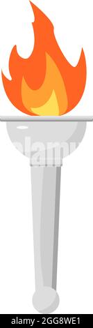 Burning torch, illustration, vector on white background. Stock Vector
