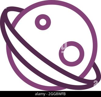 Purple planet with ring, illustration, vector, on a white background. Stock Vector