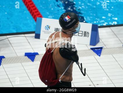 Tokio, Japan. 30th Aug, 2021. Paralympics: Para swimming, men, 50m butterfly, at Tokyo Aquatics Centre. Laurent Chardard (France). Credit: Marcus Brandt/dpa/Alamy Live News Stock Photo