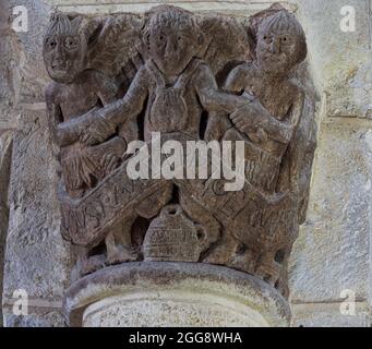 Capital, church, Ennezat, Puy-de-Dôme, Auvergne-Rhône-Alpes, France. Stock Photo