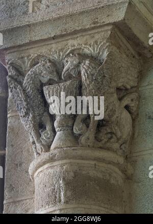 Capital, church, Ennezat, Puy-de-Dôme, Auvergne-Rhône-Alpes, France. Stock Photo