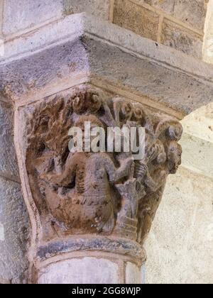 Capital, church, Ennezat, Puy-de-Dôme, Auvergne-Rhône-Alpes, France. Stock Photo