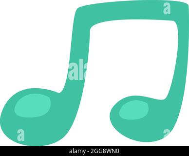 Green music note, illustration, vector, on a white background. Stock Vector