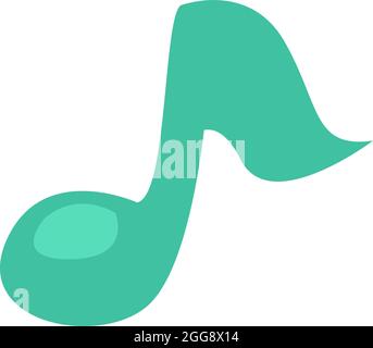 One green music note, illustration, vector, on a white background. Stock Vector