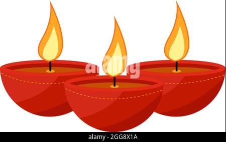 Red candles, illustration, vector on white background. Stock Vector