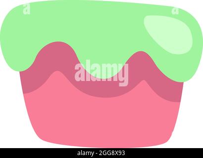 Green cupcake, illustration, vector, on a white background. Stock Vector
