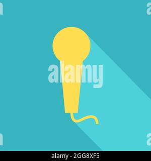 Yellow microphone, illustration, vector, on a white background. Stock Vector