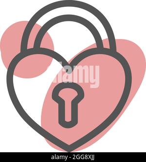 Heart lock, illustration, vector, on a white background. Stock Vector
