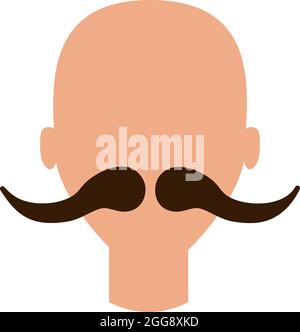 Man with wave mustaches, illustration, vector, on a white background. Stock Vector