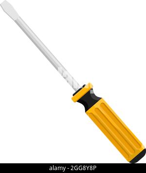 Yellow Screwdriver, illustration, vector on white background. Stock Vector