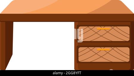 Study desk, illustration, vector on white background. Stock Vector
