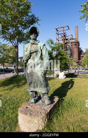 Former blast furnace, Phoenix-West industrial heritage park, Dortmund Stock Photo