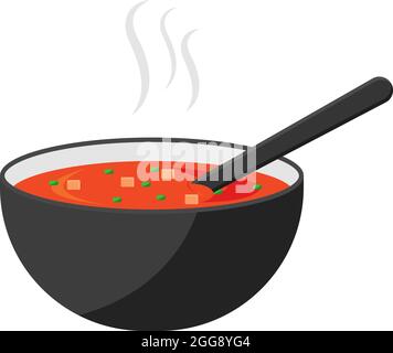 Tomato soup, illustration, vector on white background. Stock Vector