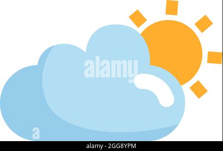 Sun behind clouds, illustration, vector, on a white background. Stock Vector