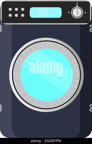 Black washing machine, illustration, vector on white background. Stock Vector