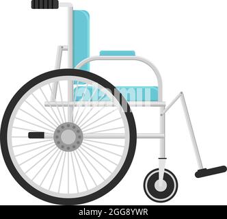 Blue wheelchair, illustration, vector on white background. Stock Vector