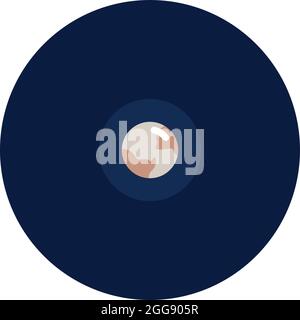 Pluto planet, illustration, vector, on a white background. Stock Vector