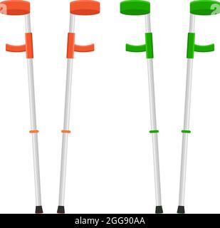 Colorful Walking crutches, illustration, vector on white background. Stock Vector