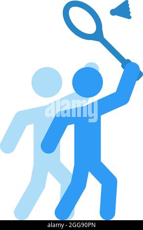 People playing badminton, illustration, vector, on a white background. Stock Vector