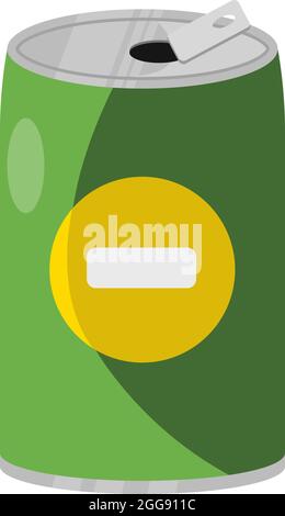 Green beer can, illustration, vector on white background. Stock Vector