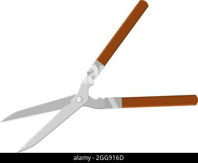Hedge trimmer scissors, illustration, vector on white background. Stock Vector