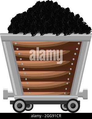 Coal trolley, illustration, vector on white background. Stock Vector