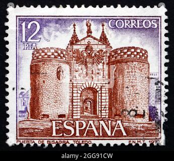 SPAIN - CIRCA 1977: a stamp printed in the Spain shows Bisagra Gate, Toledo, circa 1977 Stock Photo