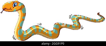 Yellow snake cartoon character isolated on white background illustration Stock Vector