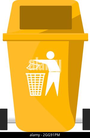 Orange trash bin, illustration, vector on white background. Stock Vector
