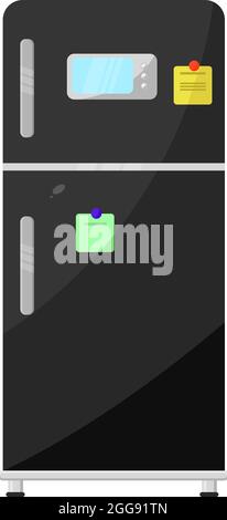 Black fridge, illustration, vector on white background. Stock Vector