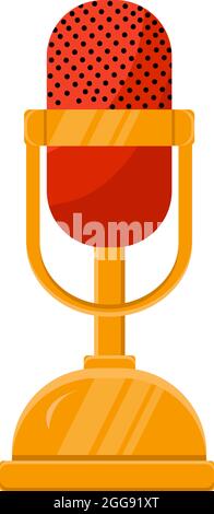 Golden red microphone, illustration, vector on white background. Stock Vector