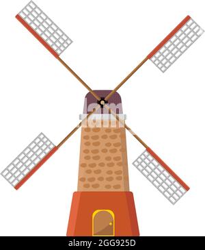 Old windmill, illustration, vector on white background. Stock Vector