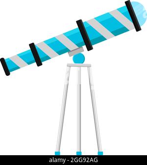 Blue telescope, illustration, vector on white background. Stock Vector