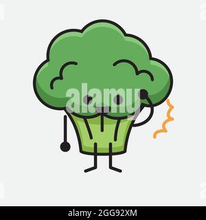 Vector Illustration of Broccoli Character Mascot on isolated background Stock Vector