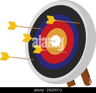Colorful aim and arrow, illustration, vector on white background. Stock Vector