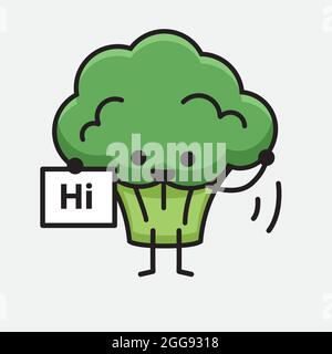 Vector Illustration of Broccoli Character Mascot on isolated background Stock Vector