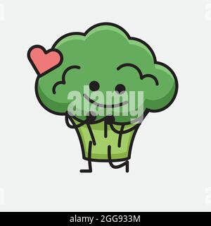 Vector Illustration of Broccoli Character Mascot on isolated background Stock Vector