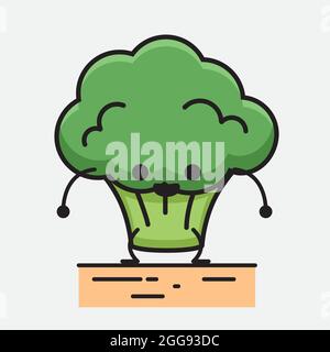 Vector Illustration of Broccoli Character Mascot on isolated background Stock Vector