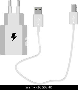 Phone charger, illustration, vector on white background. Stock Vector