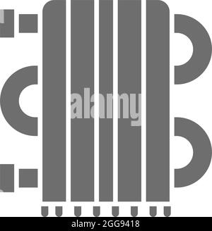 Heating radiator, heater grey icon. Isolated on white background Stock Vector