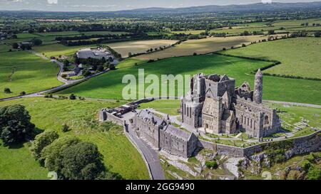 Cashel, Ireland- July 16, 2021: Aerial view of the Rock of Cashel in County Tipperary Ireland
