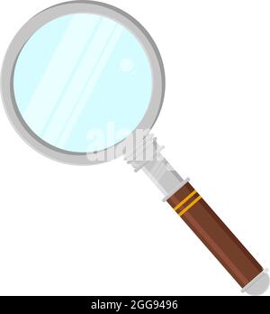 Silver magnyfier, illustration, vector on white background. Stock Vector