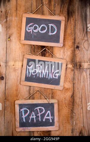 Graphical representation of the writing, good morning papa Stock Photo