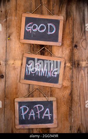 Graphical representation of the writing, good morning papa Stock Photo