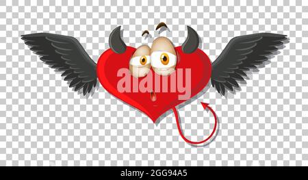 Heart shape devil with facial expression illustration Stock Vector