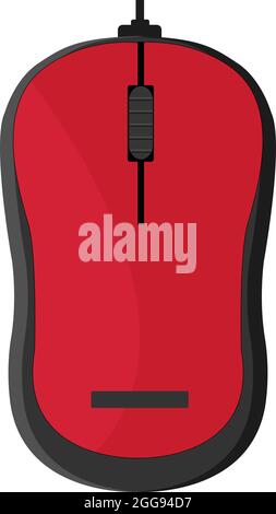 Red computer mouse, illustration, vector on white background. Stock Vector