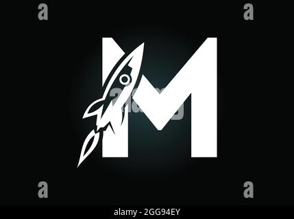 Initial M monogram letter alphabet with a Rocket logo design. Rocket icon. Font emblem. Modern vector logo for business and company identity. Stock Vector